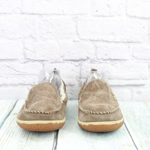 LL Bean Gray Suede Fleece Lined Mountain Moccasins Slipper Size 11 Medium - Picture 4 of 9